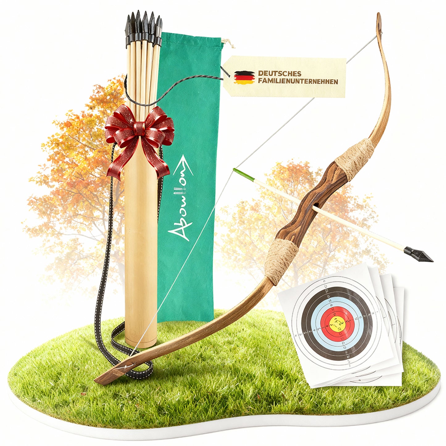 Pfeil und Bogen Kinder Sportgerät Holz Set mit 30 Pfeilen & ZIelscheiben