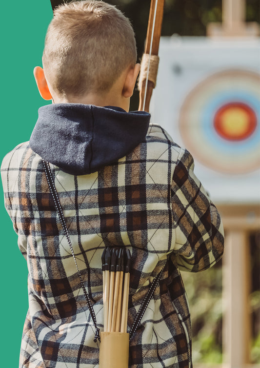 Bambus-Köcher für Holzpfeile mit Schulterhalterung aus Stoff - Abowllon
