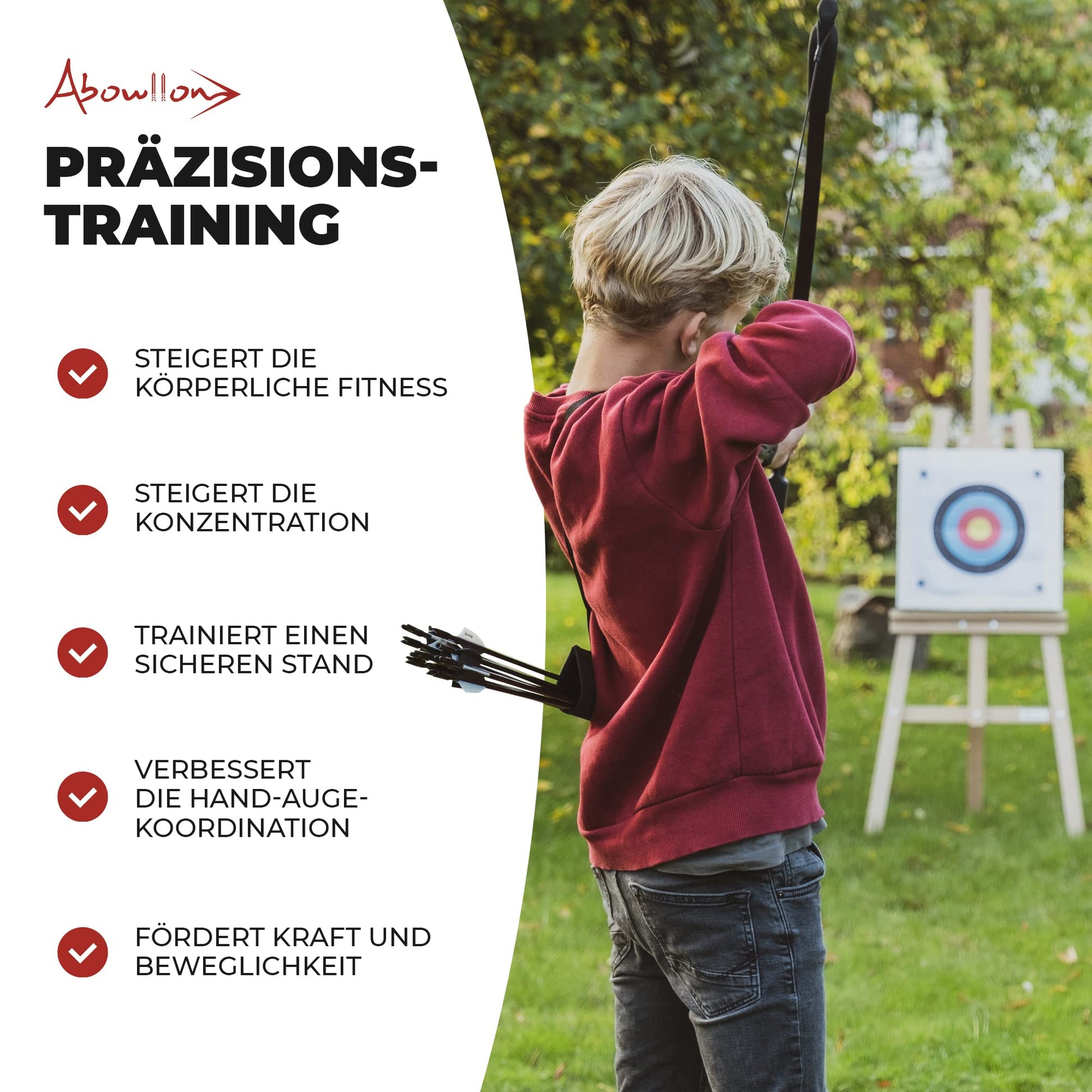 Pfeil und Bogen Kinder Sportbogen - Abowllon