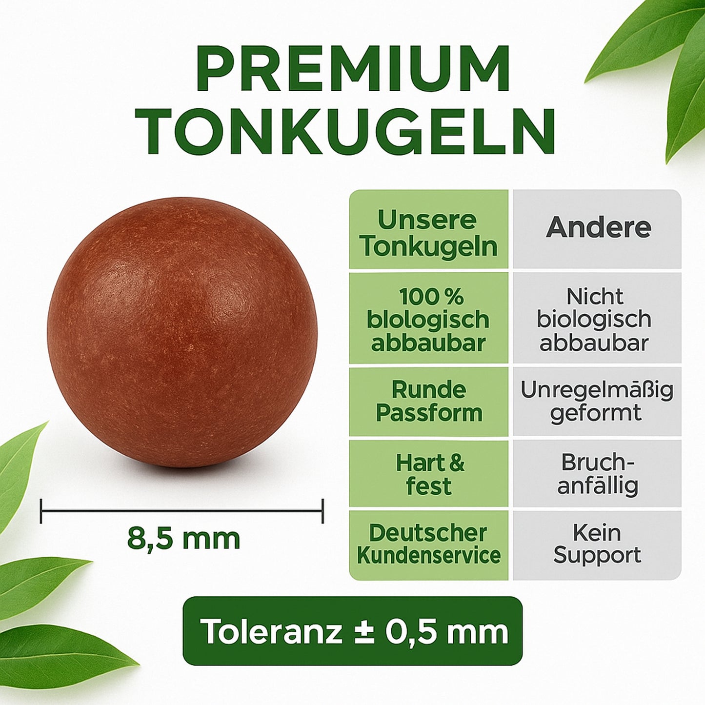 Steinschleuder Tonkugeln | Biologisch Abbaubar | 8,5mm Schleudermunition