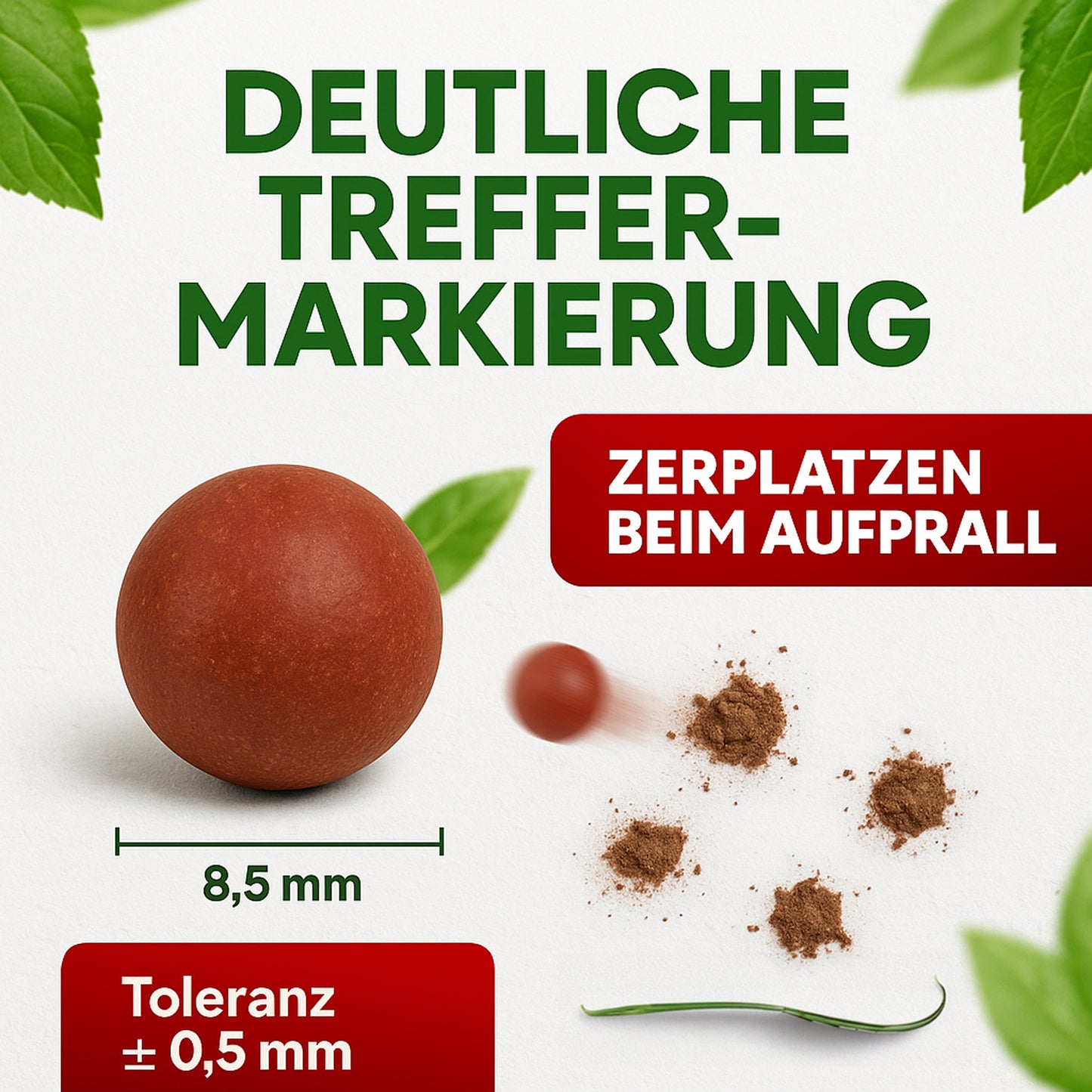 Steinschleuder Tonkugeln | Biologisch Abbaubar | 8,5mm Schleudermunition