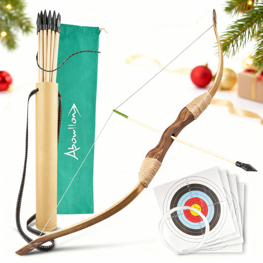 Pfeil und Bogen Kinder Sportgerät Holz Set mit 15 Pfeilen & ZIelscheiben