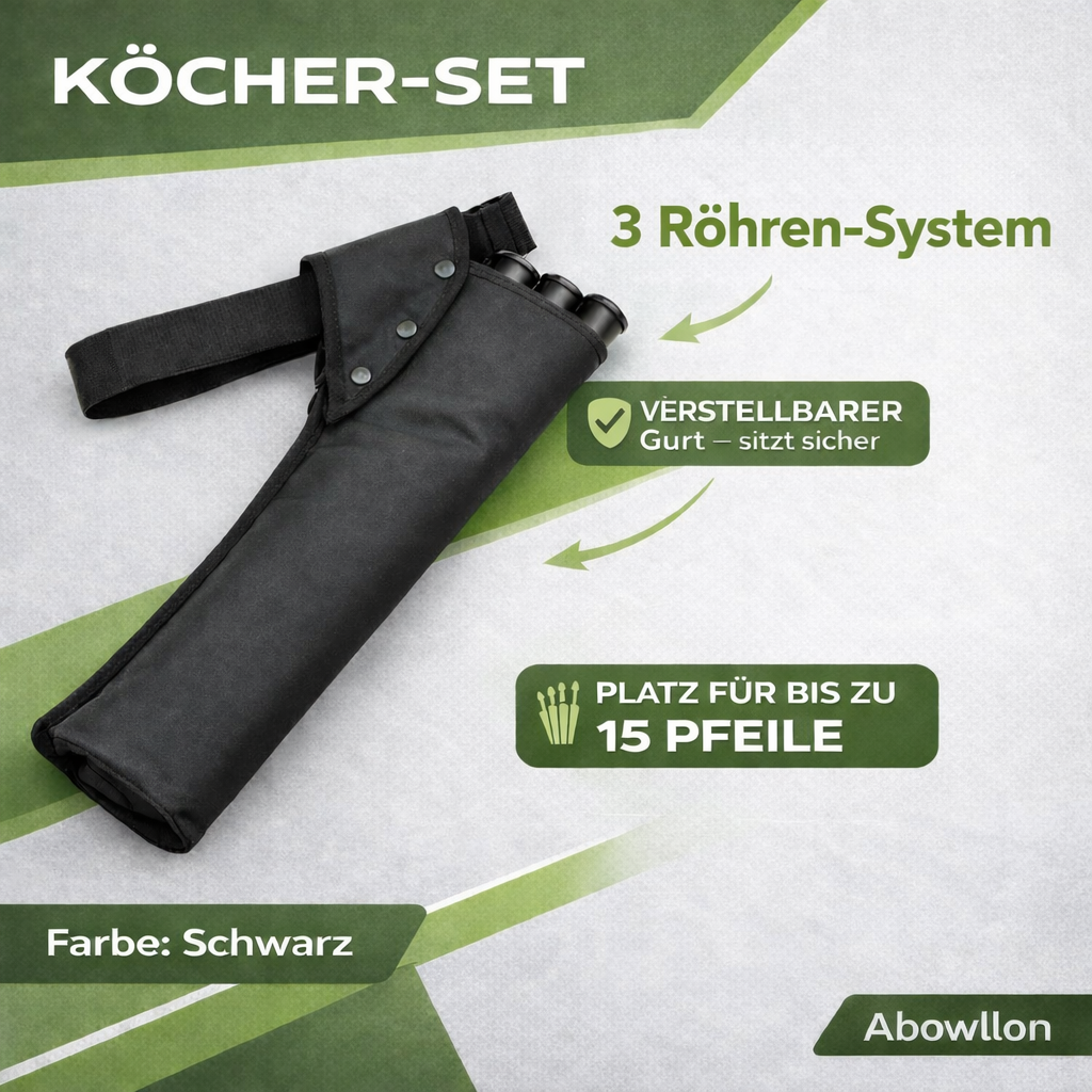 Pfeilköcher mit verstellbarem Gurt & 3-Röhren-System