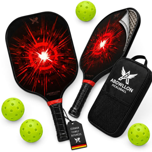 Abowllon Pickleball Set Blaze – 2 Fiberglass Schläger, 4 Bälle und Tragetasche